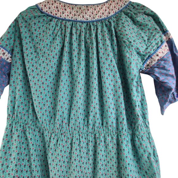 Indian Cotton Sundress by Indus Vintage 70s Patchwork Peasant Dress Size Medium - Picture 8 of 9